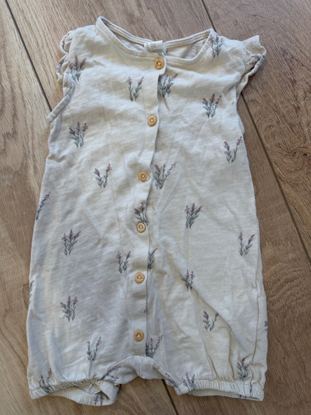 H&M Cream Romper Bodysuit with Small Lavender Sprays